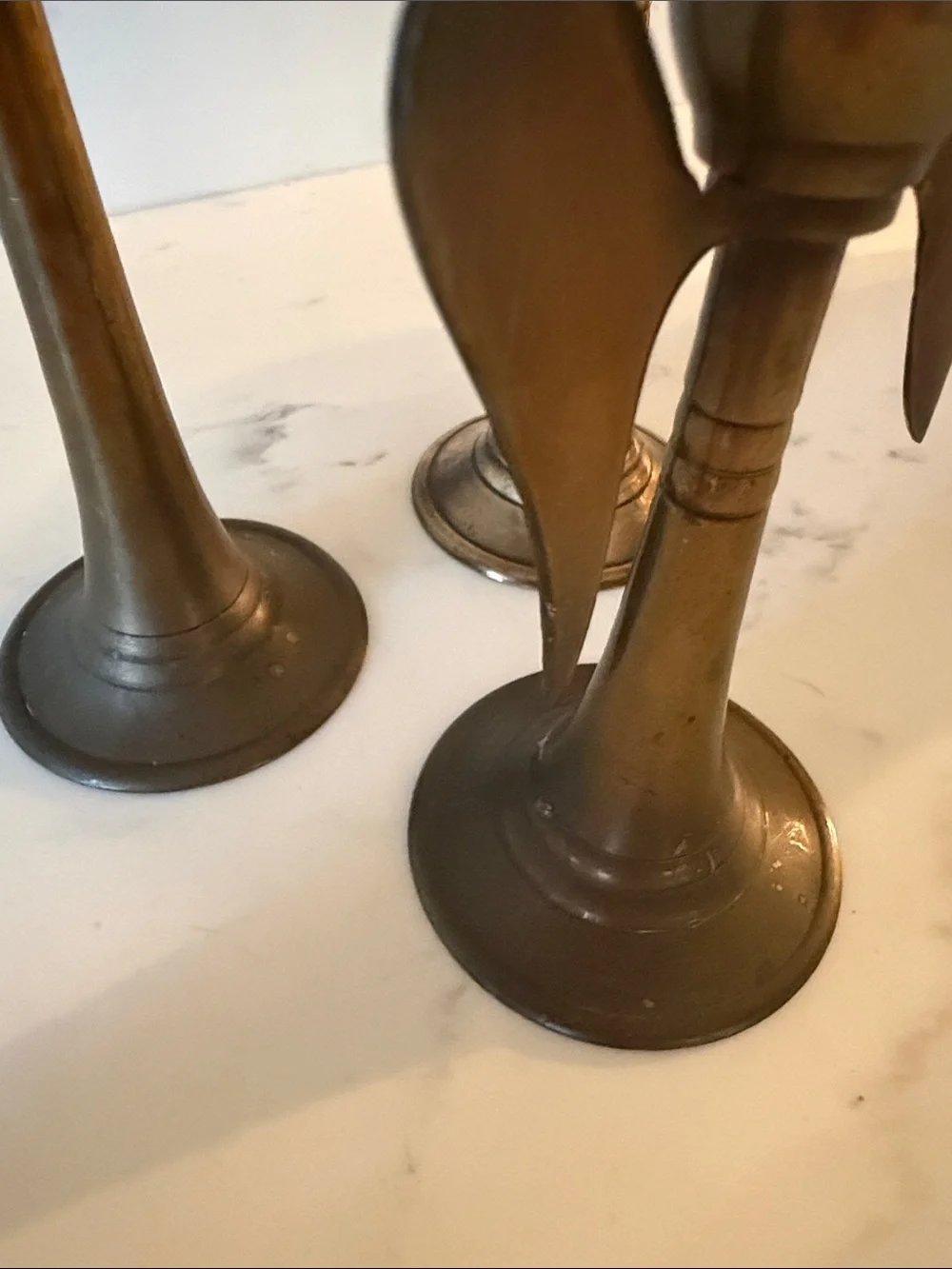 Vintage Brass Angel Wing Candle Holders Set of 3